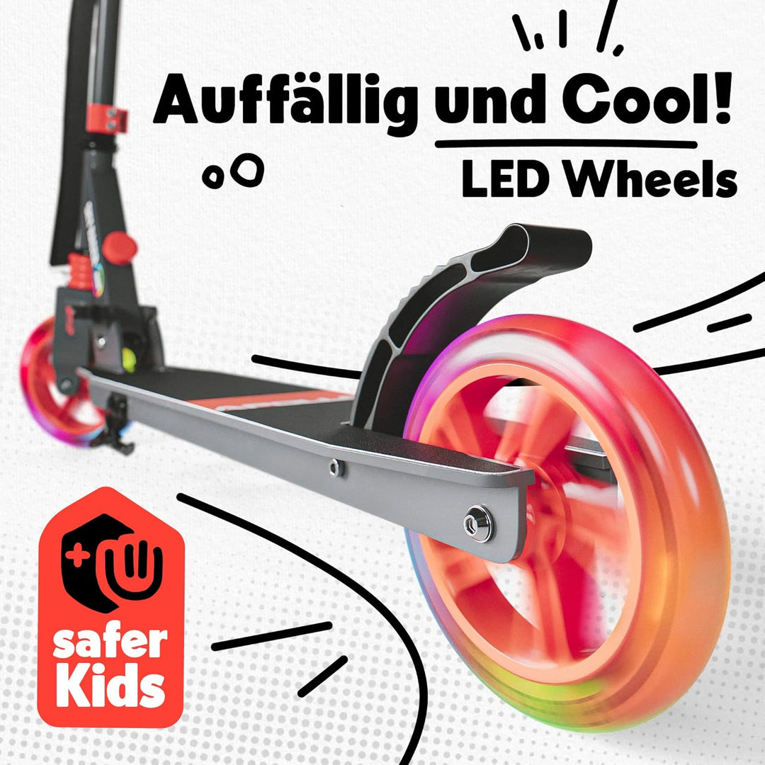 Apollo Skyracer City Roller mit LED Leuchträdern | Roller Kinder 6 Jahre | City Scooter mit Federung