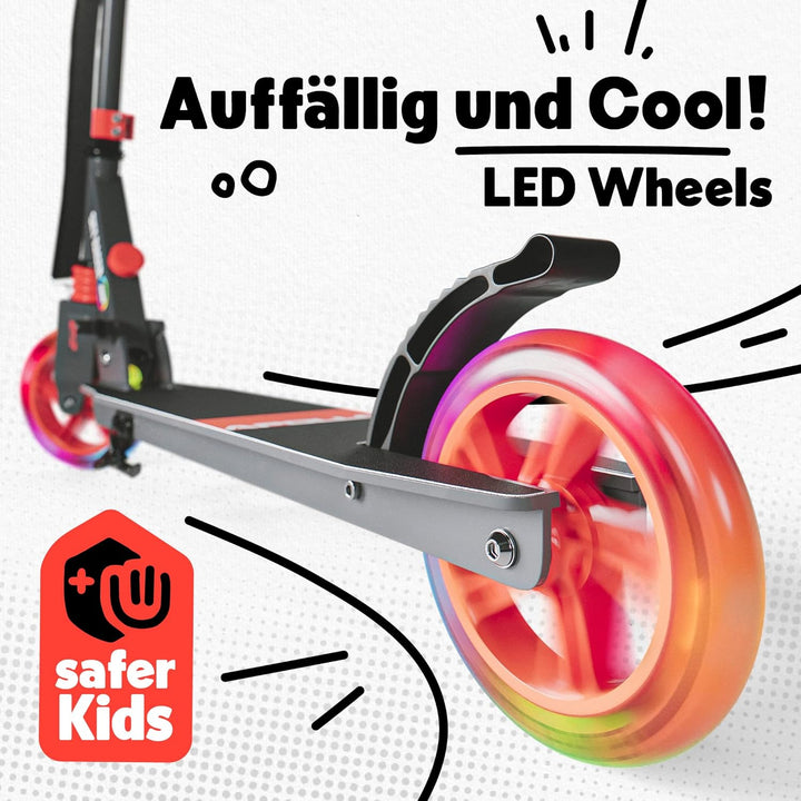 Apollo Skyracer City Roller mit LED Leuchträdern | Roller Kinder 6 Jahre | City Scooter mit Federung