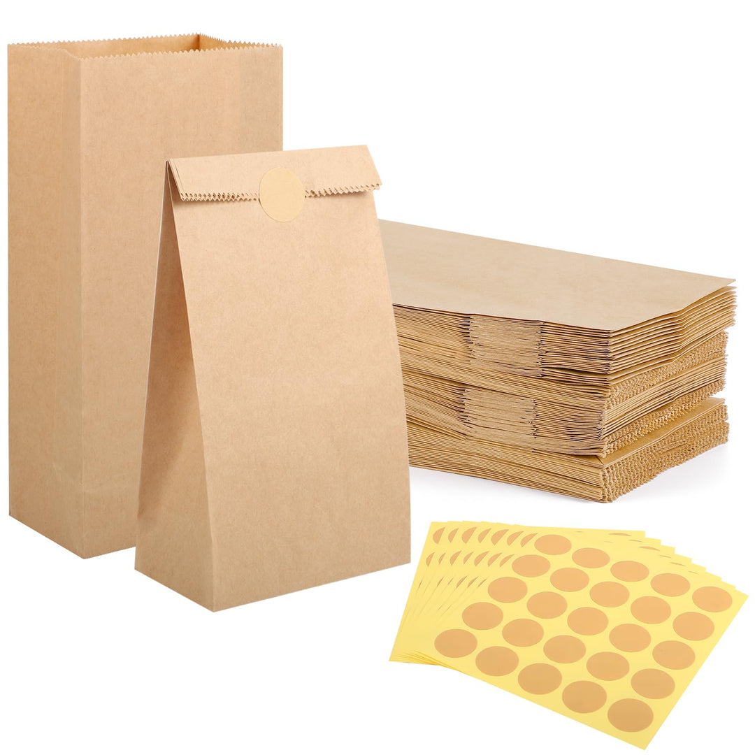 200 Stück Papiertüten, 18x9x5,5 cm Geschenktüten Klein Braun Kraftpapier Tüten Butterbrottüten Mitge