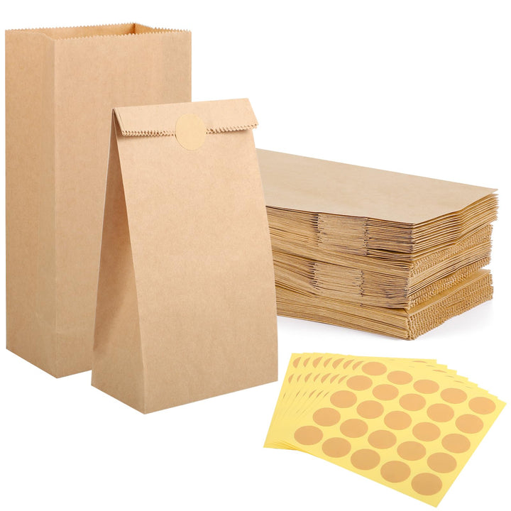 200 Stück Papiertüten, 18x9x5,5 cm Geschenktüten Klein Braun Kraftpapier Tüten Butterbrottüten Mitge
