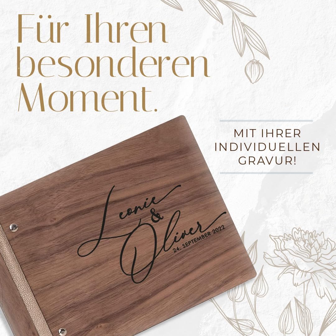 Hochzeitideal – Personalisierbares Gästebuch Hochzeit Tommi E13 mit 40 Seiten I Hochzeit Gästebuch a