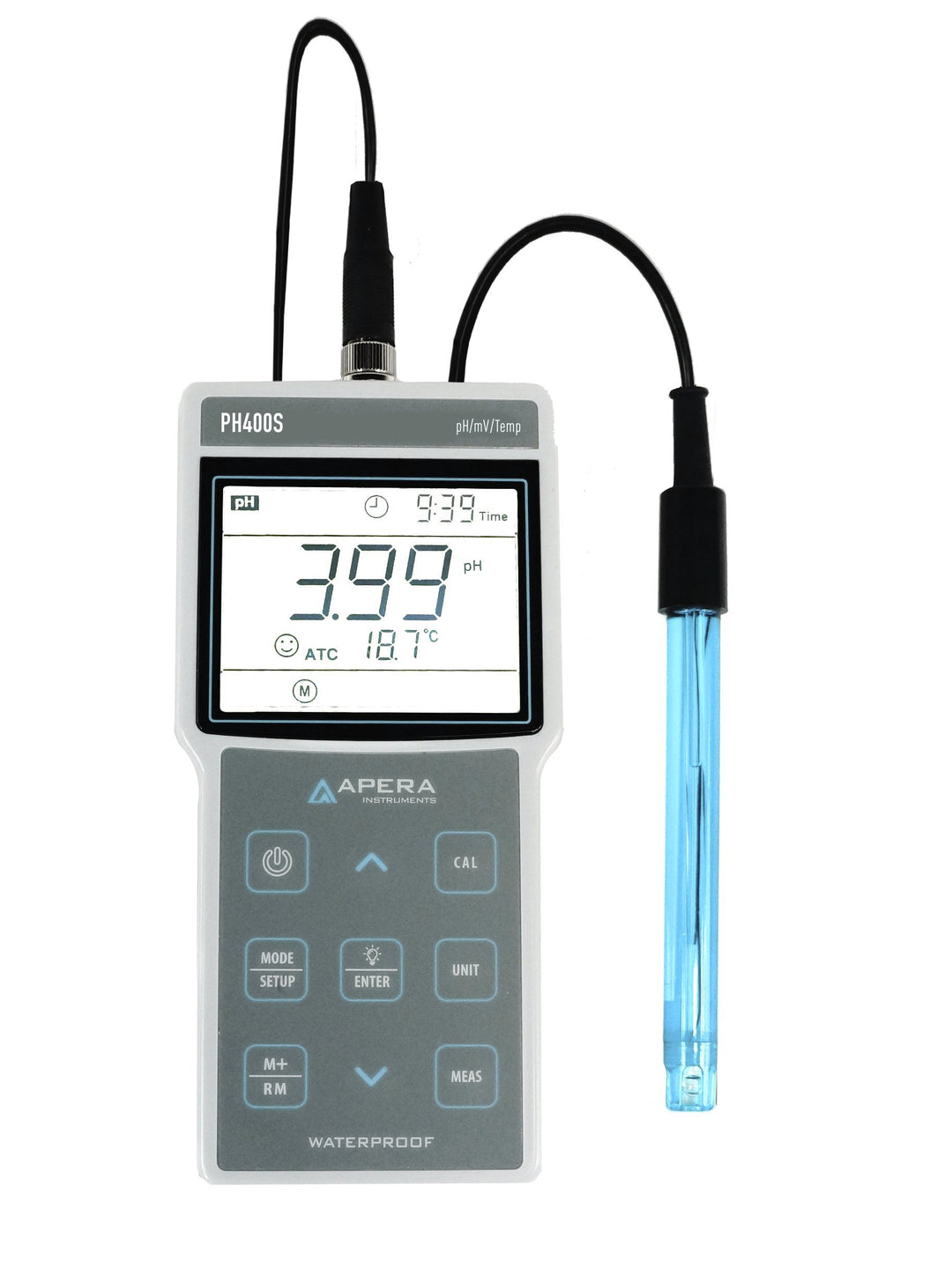Apera Instruments PH400S tragbares pH-Messgerät mit GLP-Datenverwaltung und USB-Anschluss (pH-Messbe