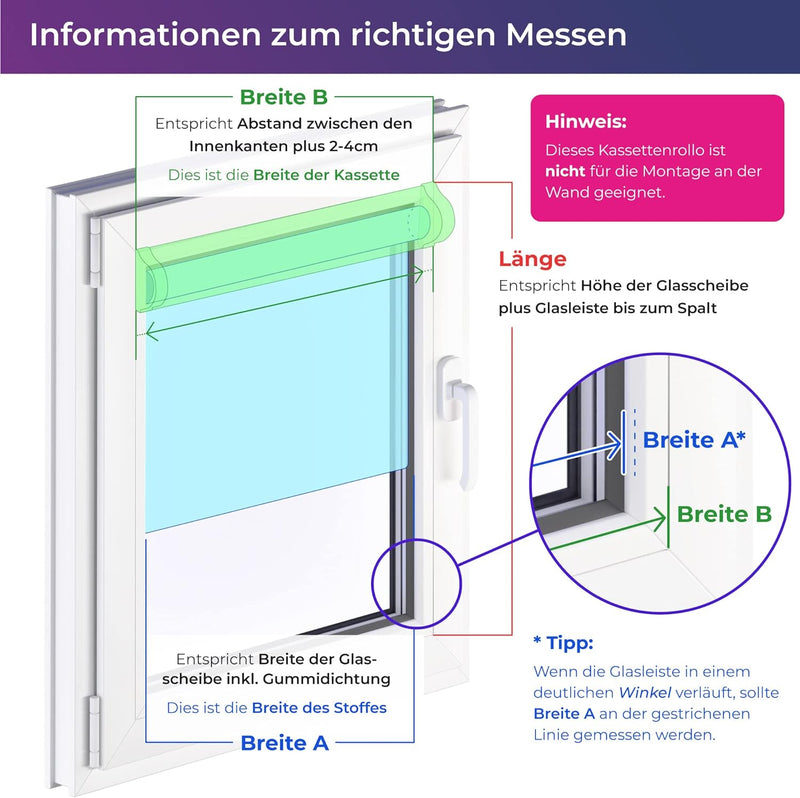 schattenfreu.de Doppelrollo mit Kassette nach Mass | Zum Ankleben ohne Bohren | Optional zum Anschra