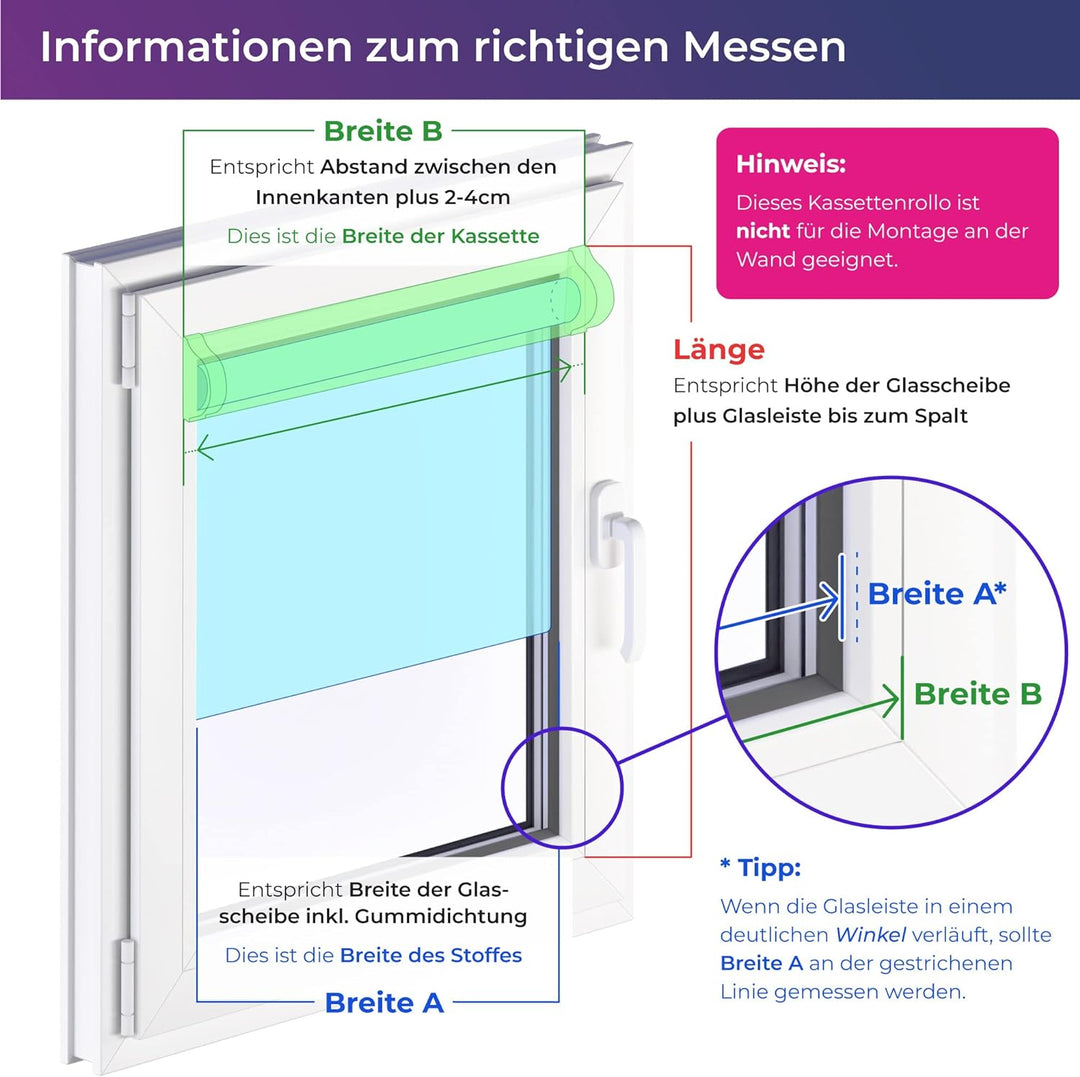 schattenfreu.de Doppelrollo mit Kassette nach Mass | Zum Ankleben ohne Bohren | Optional zum Anschra