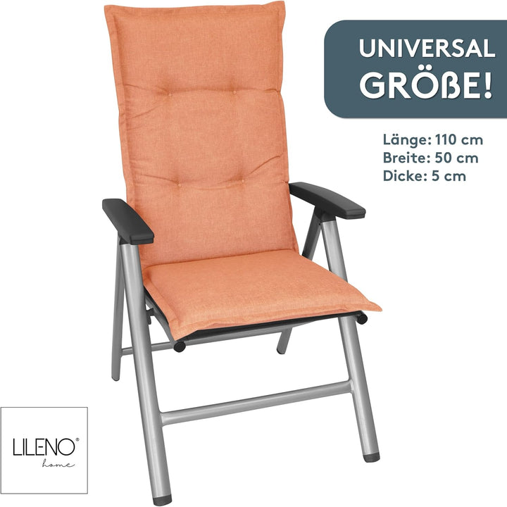 LILENO HOME Gartenstuhl Auflagen als [2er Set - Hochlehner] in Uni Pfirsich Neu - Bequeme Liegen als