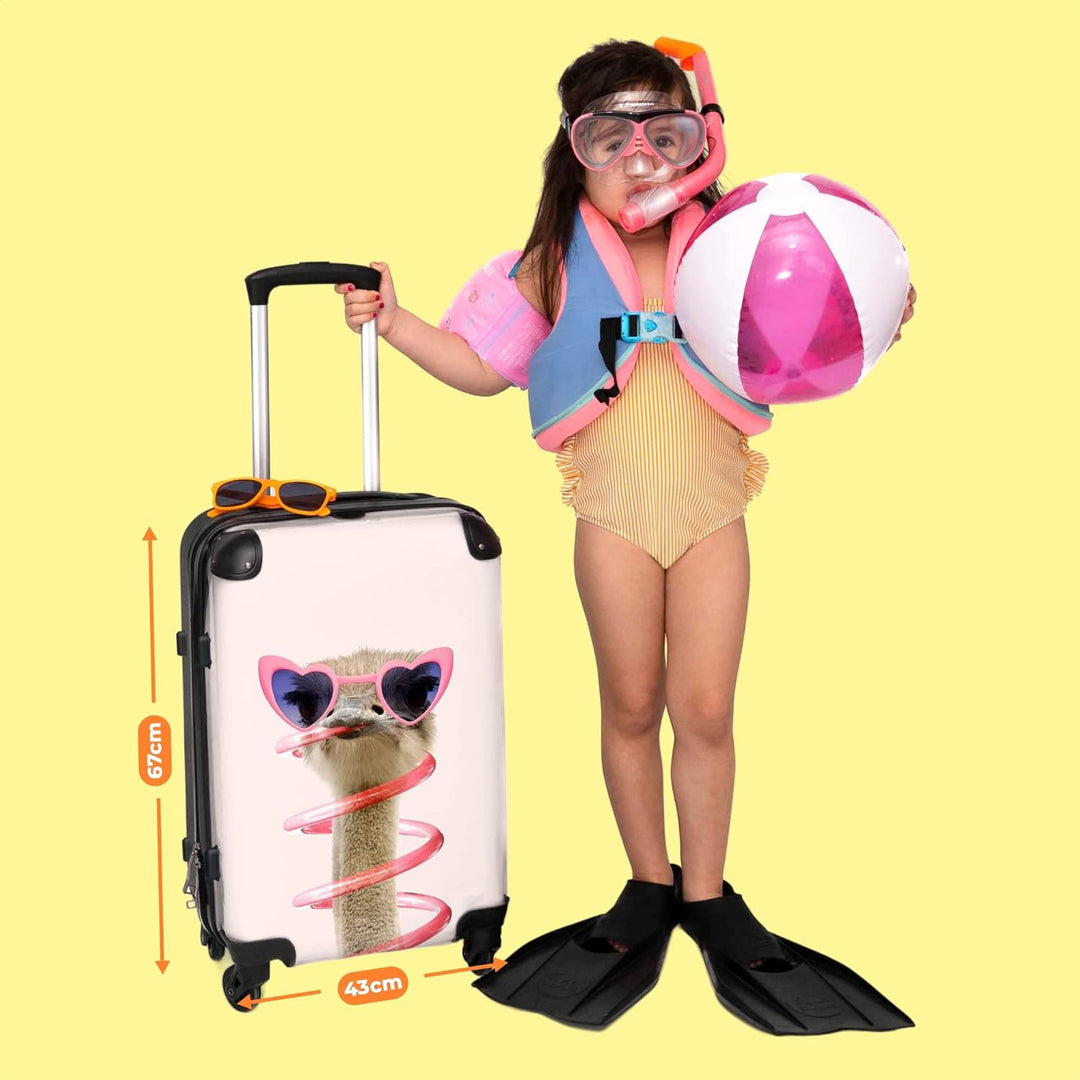 Teenager Mädchen Geschenke Trolley Koffer Reisetasche mit Rollen Suitcase Kinder - Pink - Strauss -