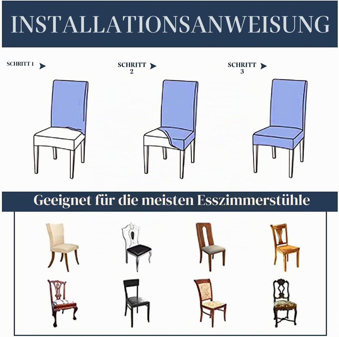 Jaotto Stuhlhussen 6 Stück Universal, Stuhlhusse Stretch 6er Set Moderne, Stuhlhussen Schwingstühle