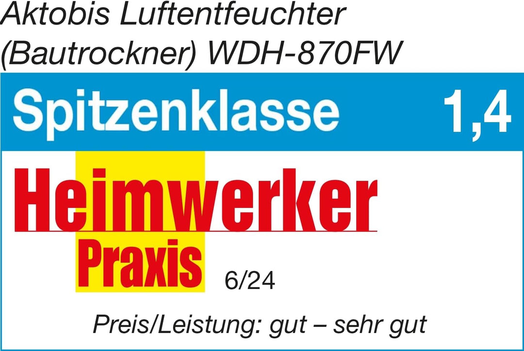 Aktobis Luftentfeuchter, Bautrockner WDH-870FW (bis 70 L/T + Digital + WLAN) bis 70 L/T + WLAN, bis