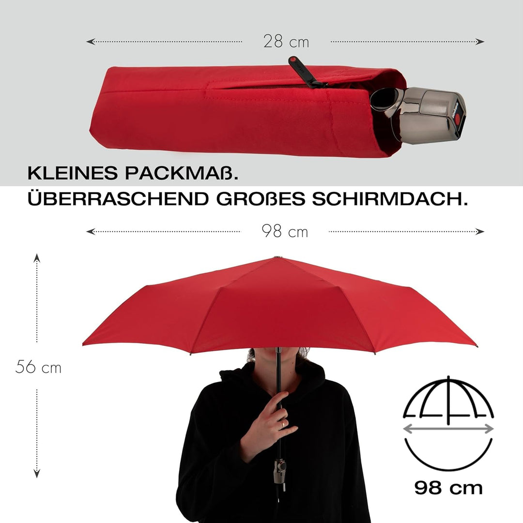 Knirps Taschenschirm T.200 Medium Duomatic in Navy mit Schutzhülle I Regenschirm mit Duomatic-Funkti
