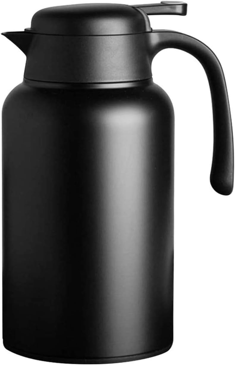 Luvan Thermoskanne, 2 l, Thermokaraffe aus Edelstahl, Warmhaltefunktion, kalt, 24 Stunden (schwarz),