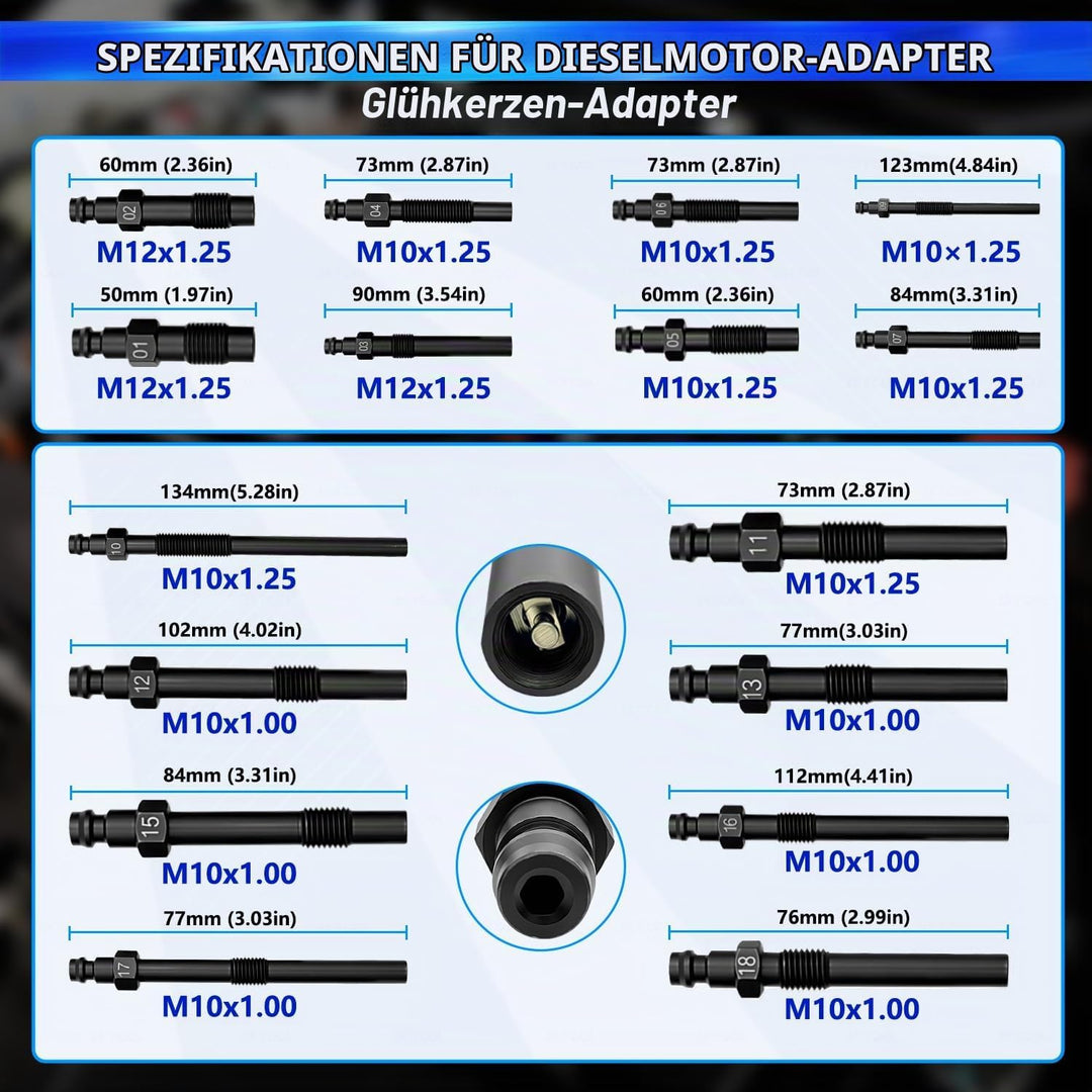 ZKTOOL 46 Stück Kompressionsprüfgerät für Benzin- und Dieselmotoren, Druckverlustprüfer, Zylinderdru