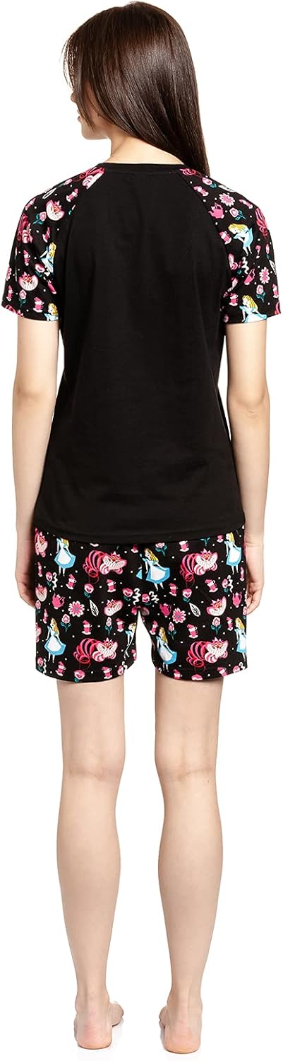 Alice in Wonderland Tea Damen Pyjama schwarz Allover XXL Schwarz, XXL Schwarz