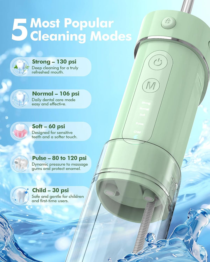 Reise Munddusche Kabellos Tragbarer: Wasserflosser Ultra Kompakt, Oral Irrigator mit 180ML Wassertan