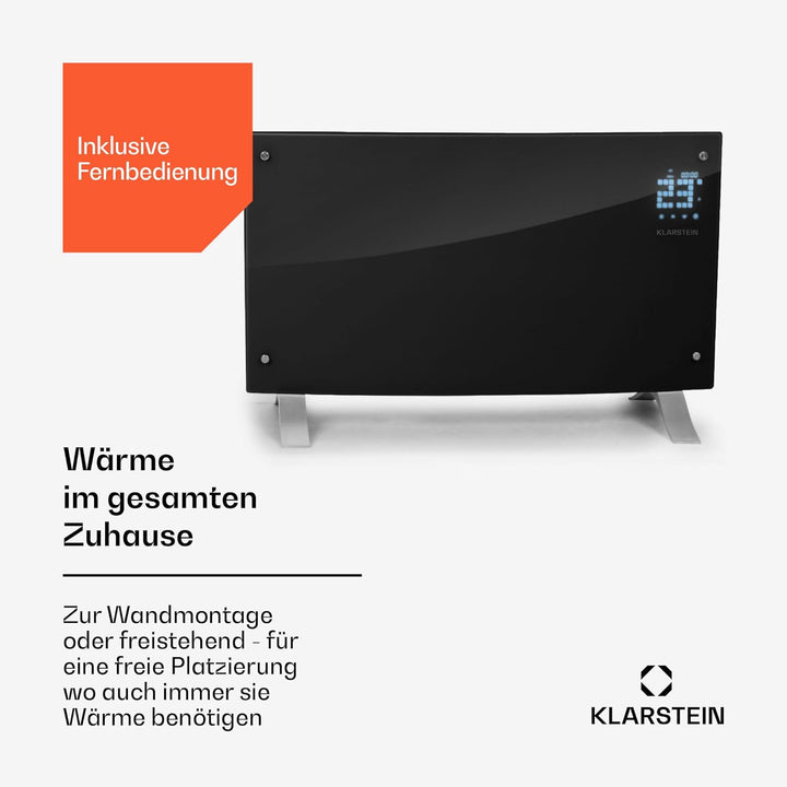 Klarstein Elektroheizung, Konvektor- Freistehend oder Wandmontage, Mobile Elektroheizung Energiespar