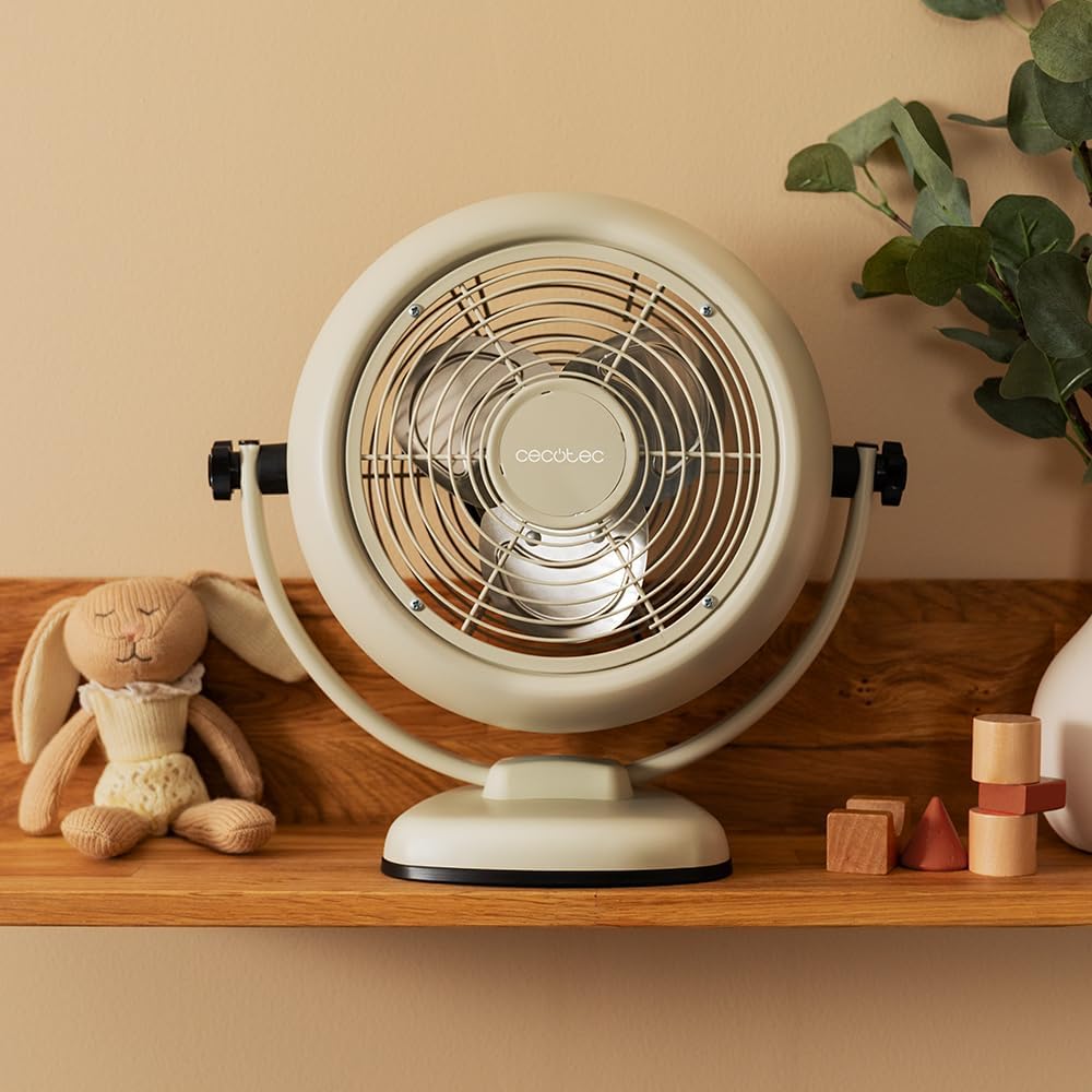 Cecotec - Tischventilatoren EnergySilence 800 RetroDesk Beige, 20 W Leistung, Durchmesser 20 cm, ein