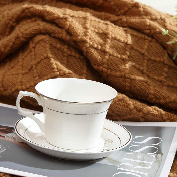 CREVENT Landhaus-Stil Boho Strickdecke für Couch Sofa Sessel Bett Wohnzimmer Dekoration, Weich Warm