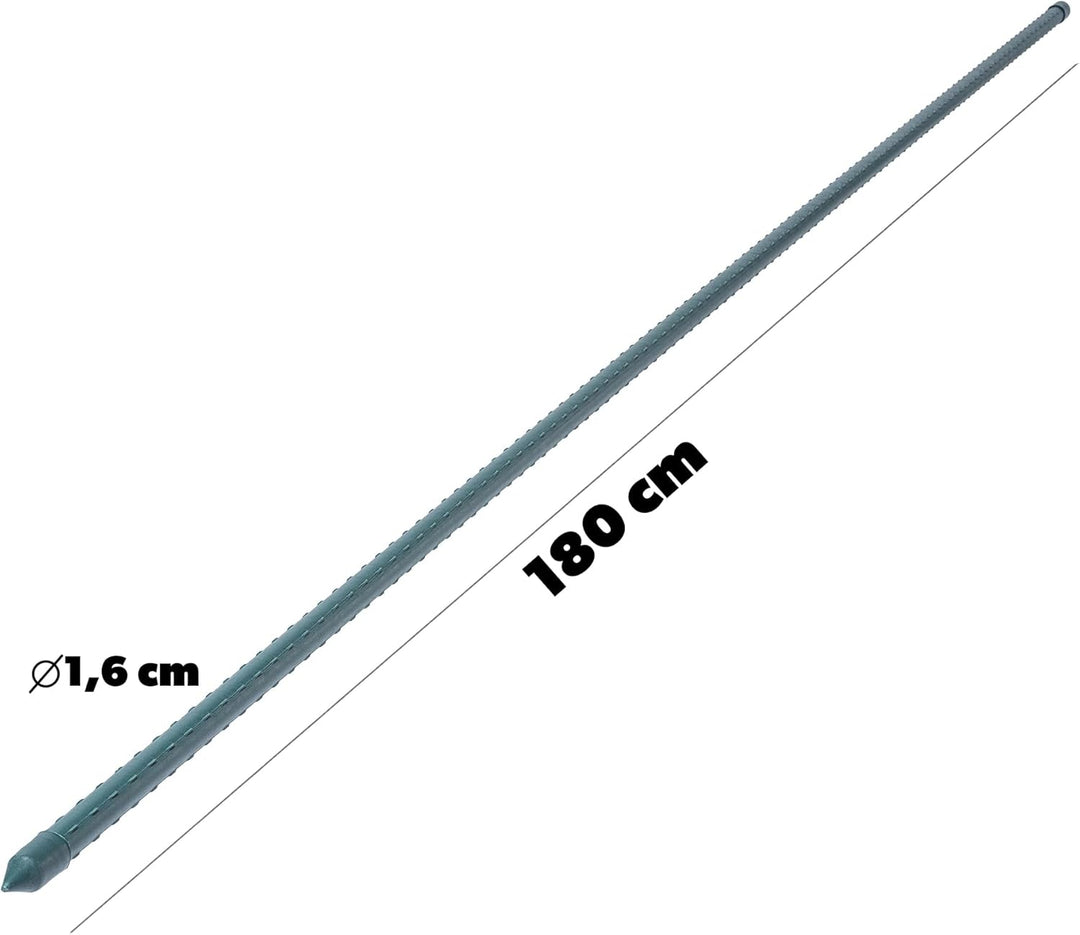 KADAX Blumenstütze aus Stahl 15 Stück, 180cm x 16mm Beschichtete Pflanzstab, Pflanzen-Rankstab, wett