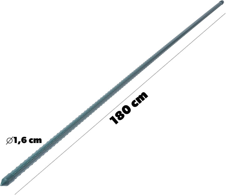 KADAX Blumenstütze aus Stahl 15 Stück, 180cm x 16mm Beschichtete Pflanzstab, Pflanzen-Rankstab, wett