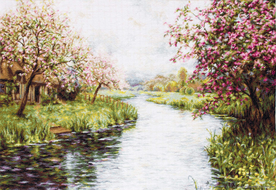 Luca-S B545 Frühlingslandschaft Kreuzstichset, Baumwolle, mehrfarbig, 66,5x45cm