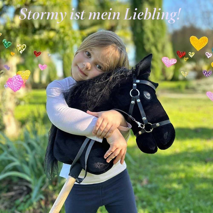 Hobby Horse Land Hobby Horse Size A3 Parent (Schwarz, Halfter Schwarz, Führstrick und weisse Mütze)