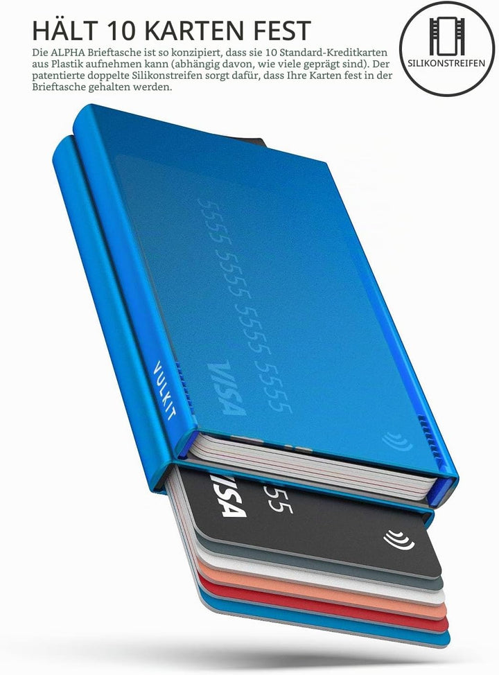 VULKIT Kartenetui Metall mit RFID NFC Schutz Karten Geldbörse Herren Geldbeutel Doppelt Karten Etui