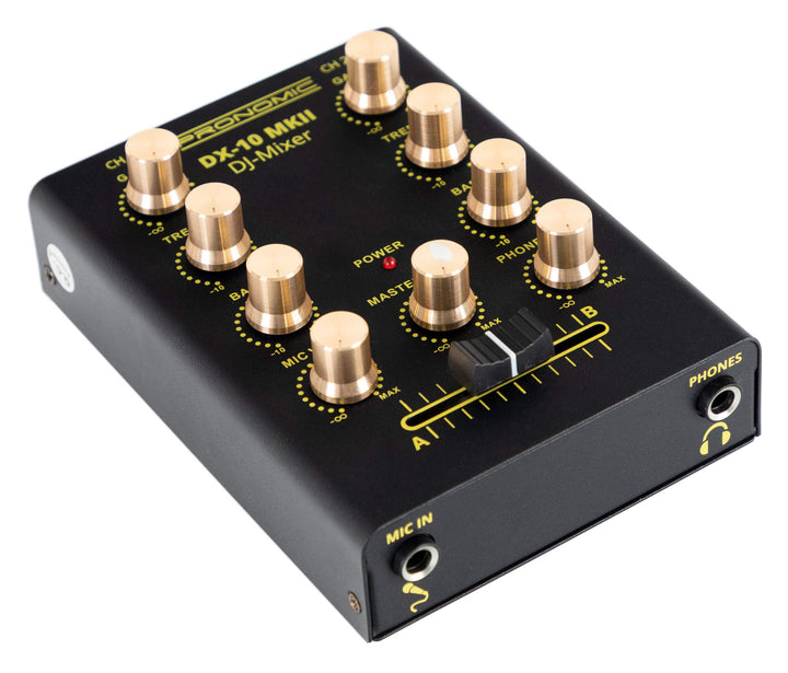 Pronomic DX-10 MKII DJ Mixer - kompakter 2-Kanal-DJ-Mixer mit zwei Line-Eingängen und 2-Band Equaliz