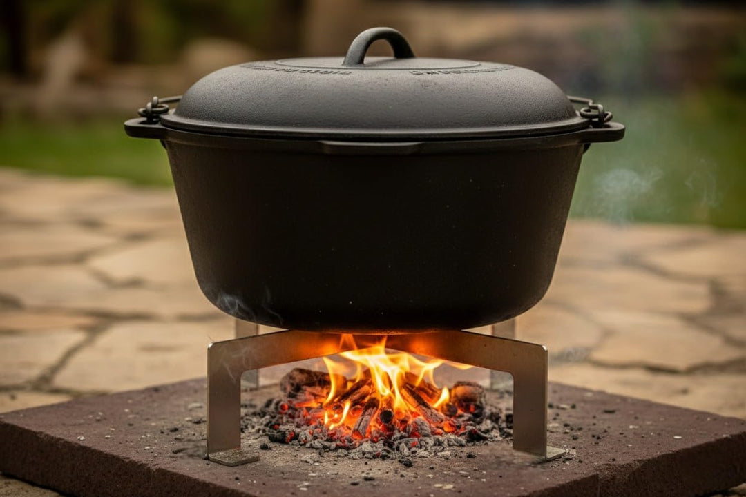 KOCH #49 stabiler Edelstahl Dutch Oven Untersetzer/Kübel Ständer Premium mit Standfüssen 33 x 33 x 8