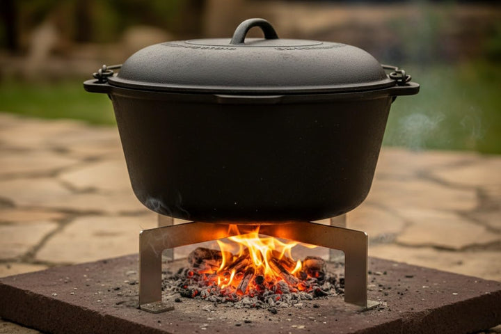 KOCH #49 stabiler Edelstahl Dutch Oven Untersetzer/Kübel Ständer Premium mit Standfüssen 33 x 33 x 8