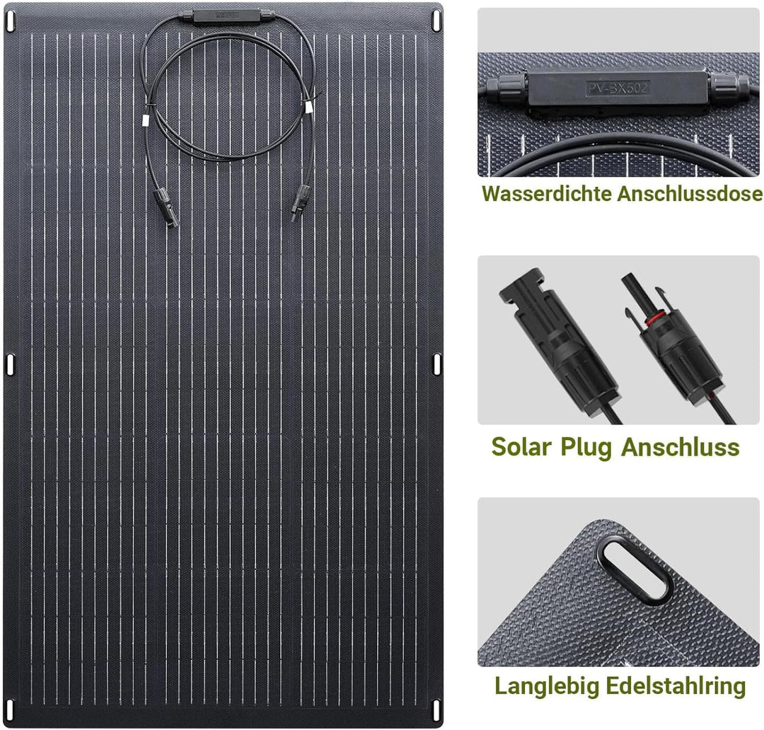 ALLPOWERS 100W Flexibles Solar Panel Monokristallines Solarpanel IP68 Hocheffizient Solarmodul Solar
