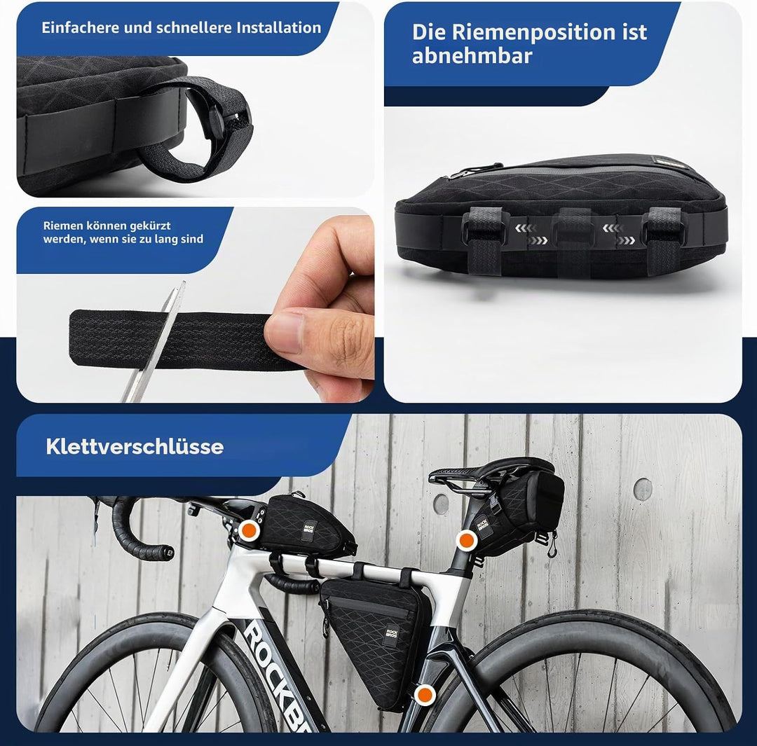 ROCKBROS Fahrradtasche Set Rahmentasche*2 + Satteltasche*1 Abnehmbare Tragbare ca. 1,2L 3 in 1 Umhän