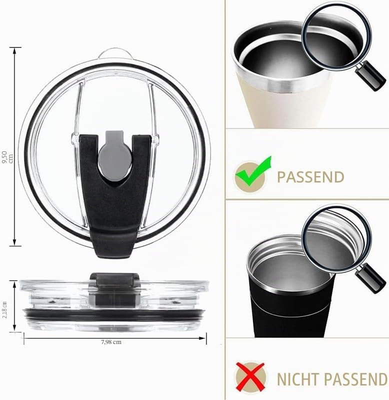 Ersatzdeckel für 56-ml-Becher - Spritzwasserfest, auslaufsicher und strohhalmfreundlich 20 oz Black,