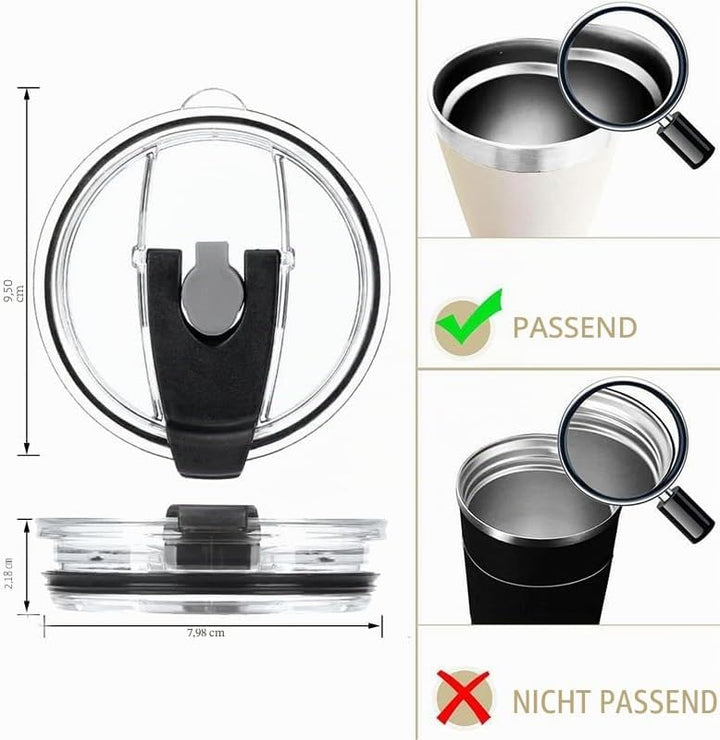 Ersatzdeckel für 56-ml-Becher - Spritzwasserfest, auslaufsicher und strohhalmfreundlich 20 oz Black,