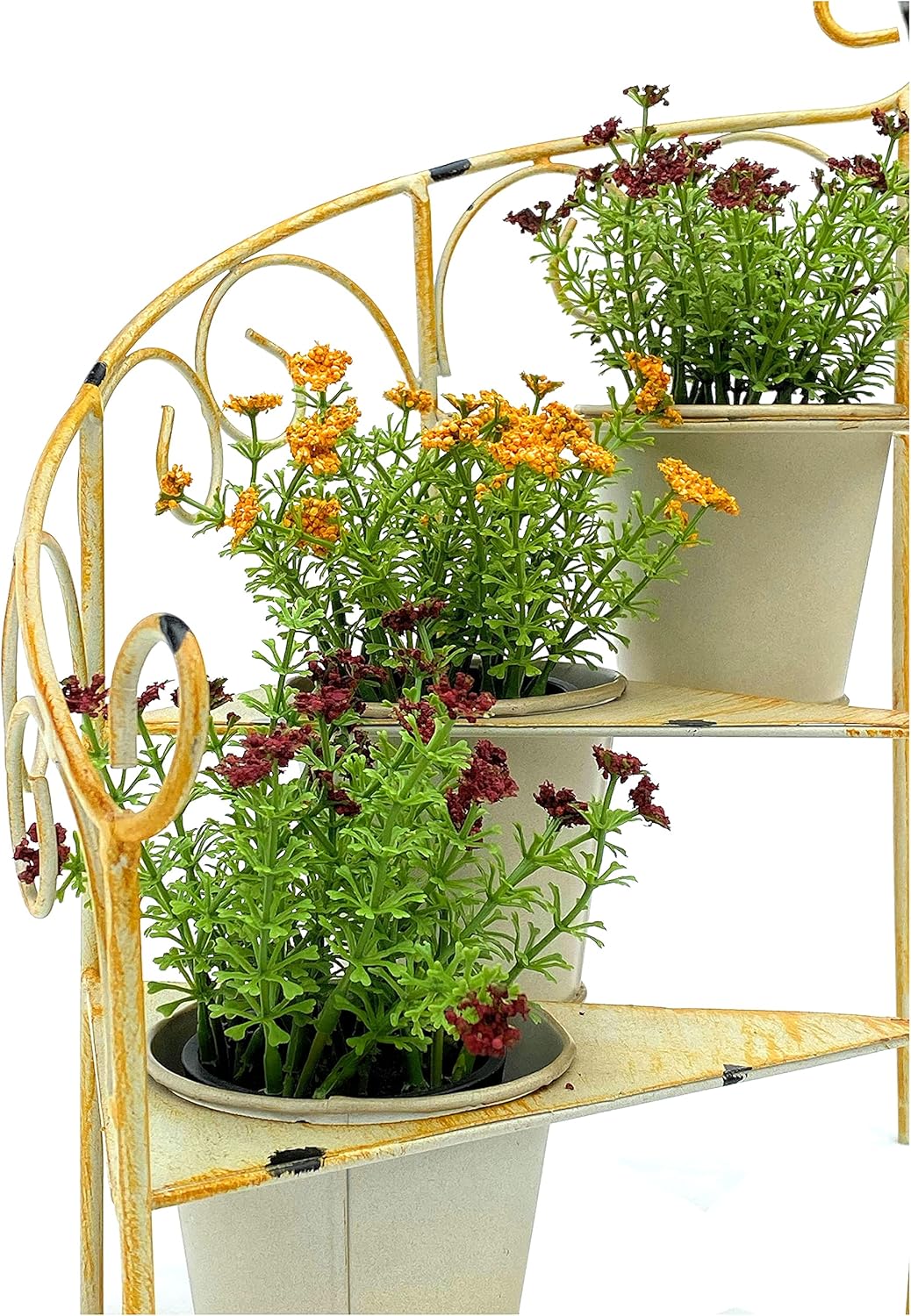 DanDiBo Blumentreppe Metall 38 cm Blumenständer mit 3 Töpfe 96098 Gelb Blumenständer Shabby Chic Blu