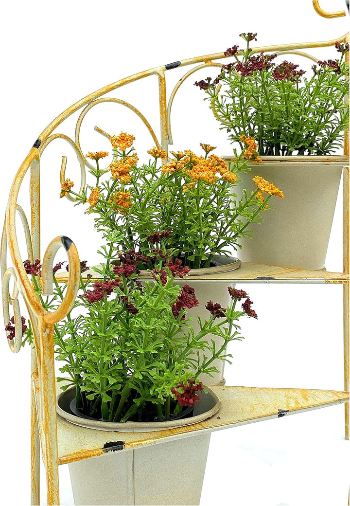 DanDiBo Blumentreppe Metall 38 cm Blumenständer mit 3 Töpfe 96098 Gelb Blumenständer Shabby Chic Blu