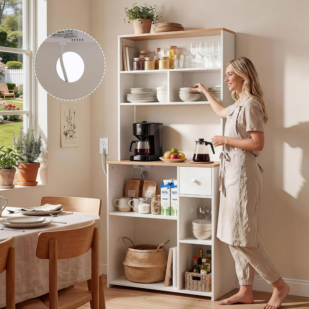 YITAHOME küchenregal mit Steckdose, 2 AC-Steckdosen, 2 USB-Anschlüssen, kaffeebar arbeitsplatte, Reg