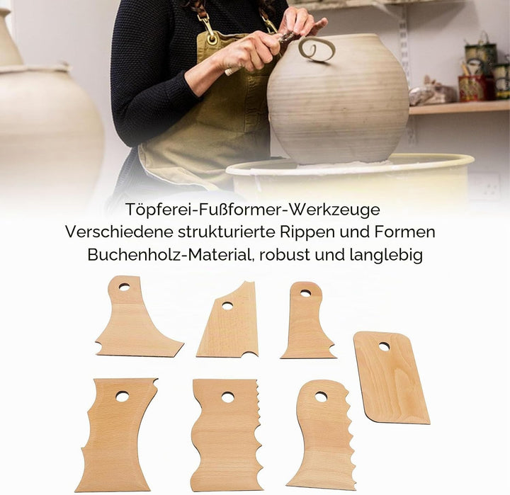 7 Stück Töpferei Trimming Tools Set Buche Holz Keramik Profil Rippe Bundle Fuss Formgeber Mehrere Fo
