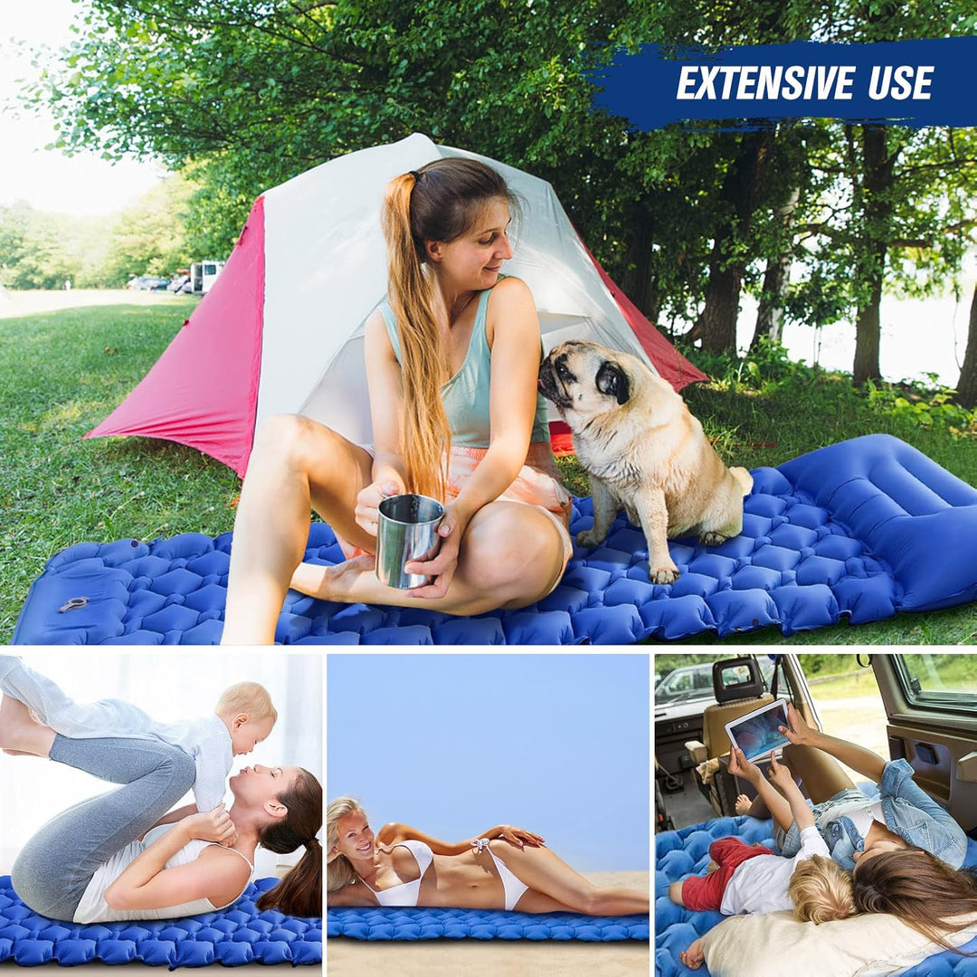 lyrlody Leichte Campingmatte, Outdoor-Campingmatte, Tragbare Luftmatratze mit Luftkissen, wasserdich
