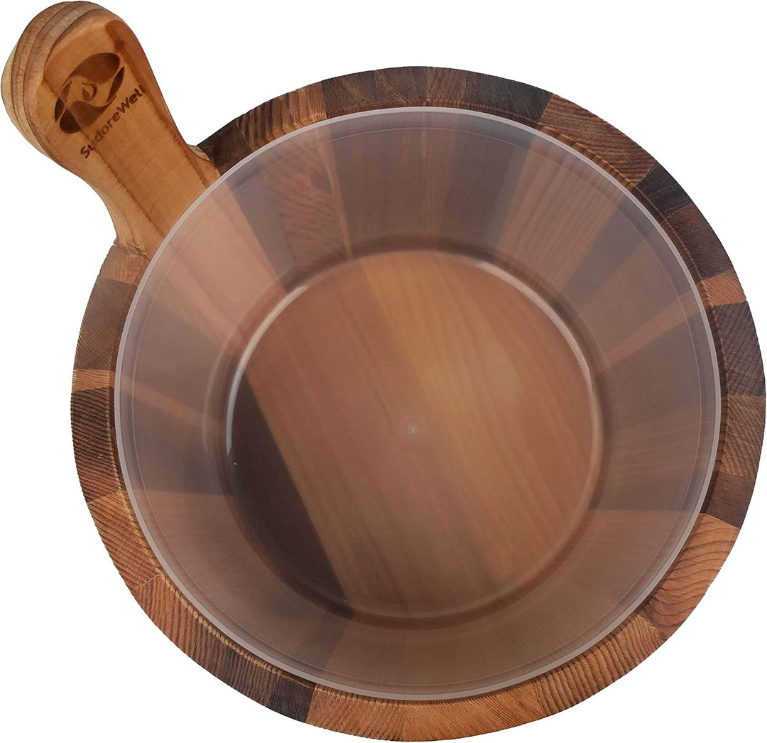 SudoreWell® Sauna Set mit Saunakübel + Saunakelle aus dunklem Red Cedar Holz plus well2wellness Saun