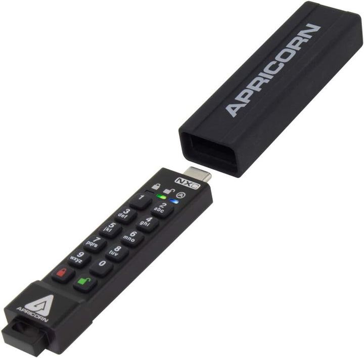Gigabyte Flash S-USB-C 64GB Apricorn SecureKey 3NXC, Schwarz