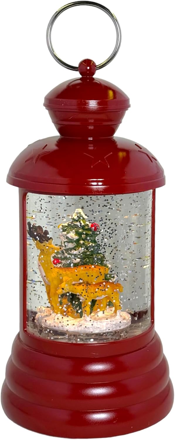MIJOMA Weihnachtliche LED Laterne Schneekugel aus Glas, Zauberhafter Schneewirbeleffekt, Warmweisses