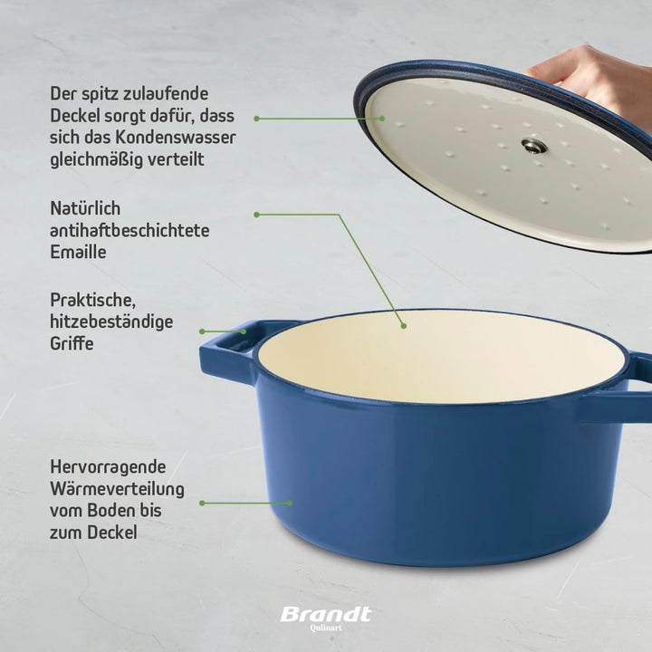 Qulinart by Brandt - Bräter Individuell - Deckel aus Gusseisen mit Knopf aus Edelstahl - Induktionsg