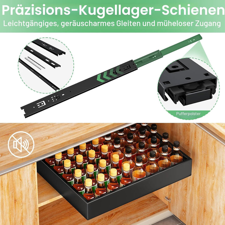 SAYZH Teleskopschublade, Ausziehbare Schubladen-Aufbewahrungsregale für Küchenschränke, Ausziehbare