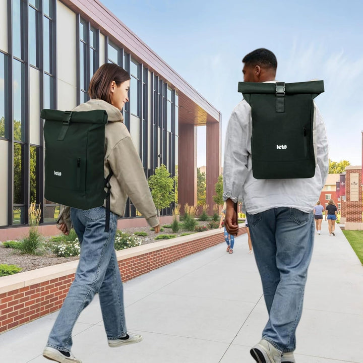 LETO Rolltop Rucksack Damen &amp; Herren,Unisex Wasserdicht Rollrucksack Mit Laptopfach Travel Backpack,