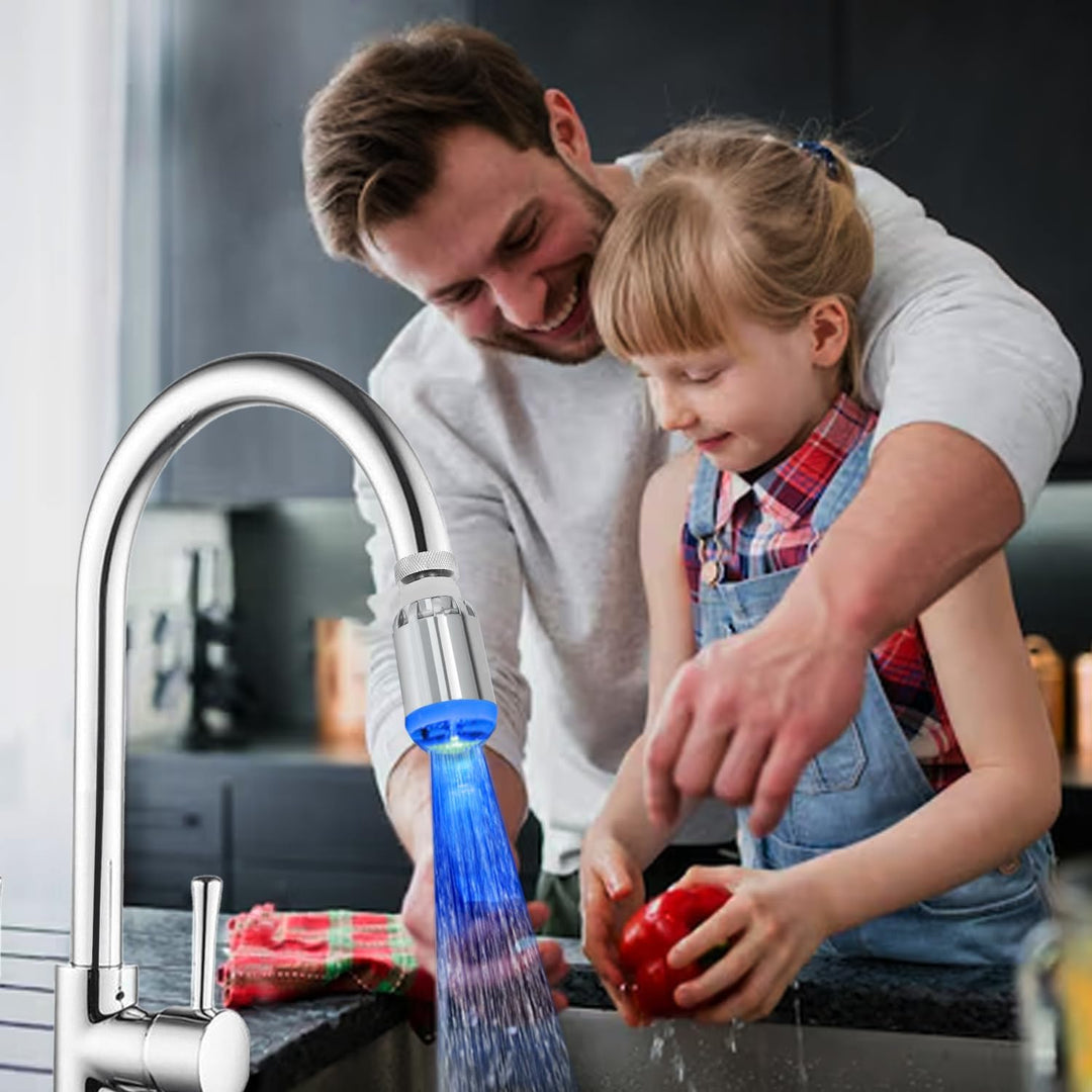 Wasserhahn Aufsatz LED, Aufsatz für Wasserhahn Küche mit Lichter, 3 Farben ändern sich mit der Tempe