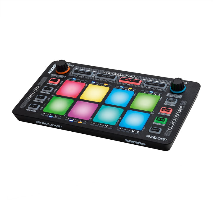 Reloop Neon – Add-On USB DJ Controller mit anschlagdynamischen RGB-Performance-Drumpads, Plug and Pl