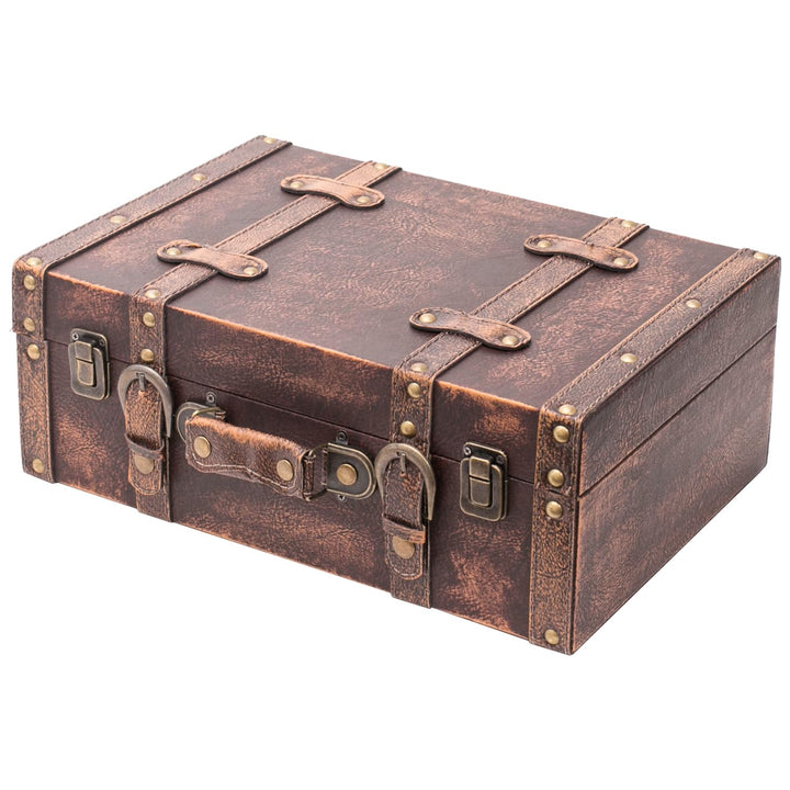 HMF VKO103 Vintage Koffer aus Holz | 38 x 26 x 13 cm | Gross | Deko Klassik 38 cm Klassik, 38 cm Kla