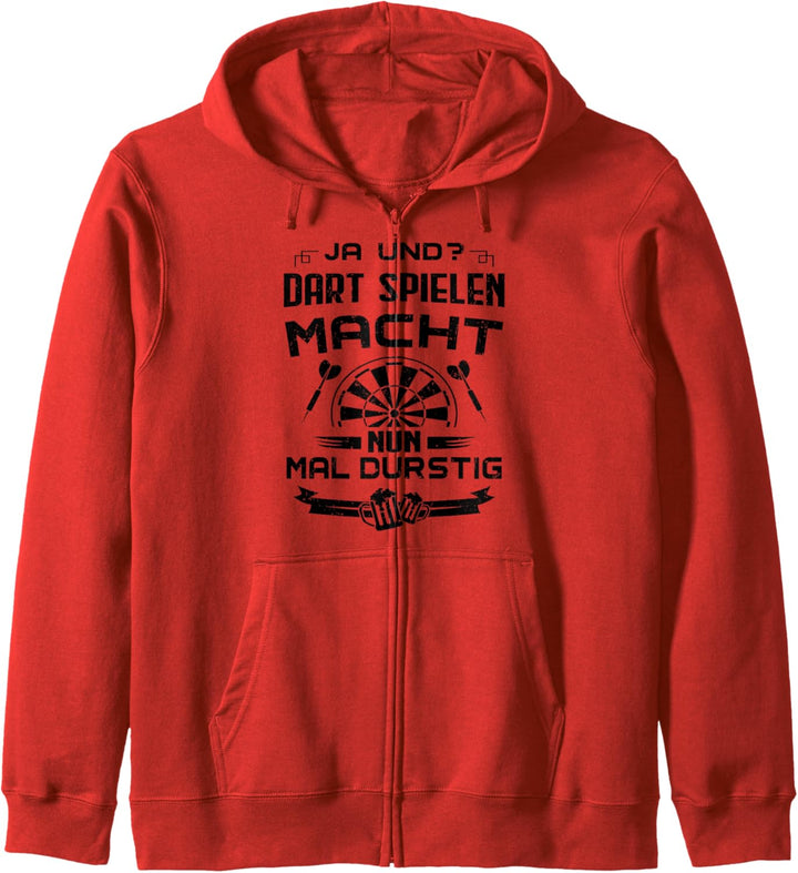 Ja Und Dart Spielen Macht Nun Mal Durstig Herren Darts Pfeil Kapuzenjacke
