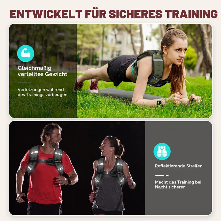 BAGAIL Gewichtsweste für Krafttraining, Brustgrösse Verstellbar, Praktische Tasche, mit Eisensand Ge