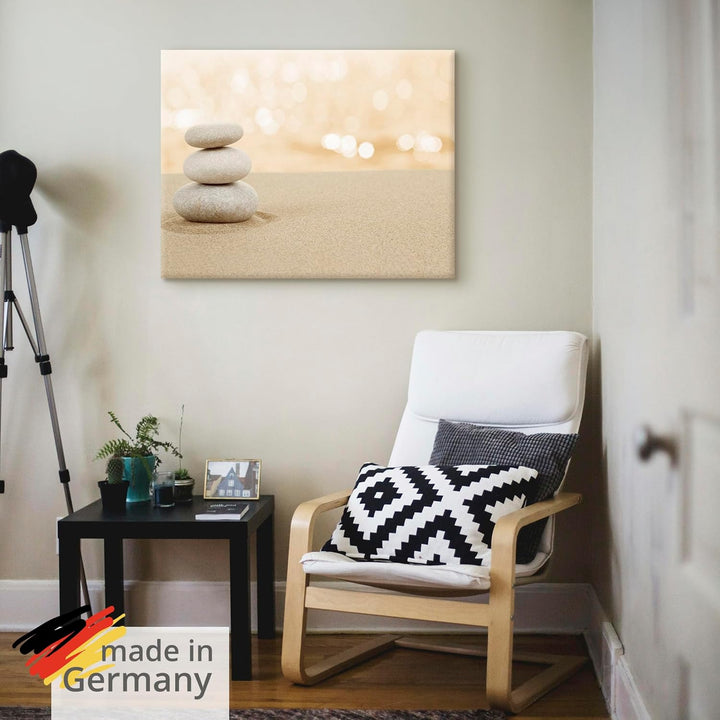 ARTland Leinwandbilder Wandbild Bild Leinwand 70x50 cm Asien Zen Wellness Spa Wasser Sand Steine R2P