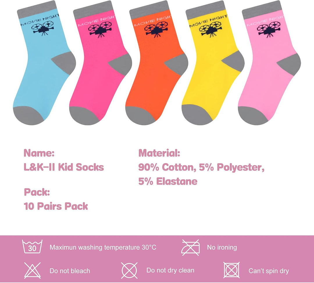 L&amp;K-II 10/12 Paar Pack Jungen Kindersocken Frühling und Sommer Socken mit niedlichen Mustern Mehrfar